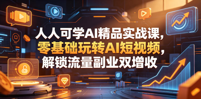 人人可学AI精品实战课，零基础玩转AI短视频，解锁流量副业双增收-副业终点站