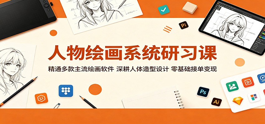 人物绘画系统研习课：精通多款主流绘画软件，深耕人体造型设计，零基础接单变现-副业终点站