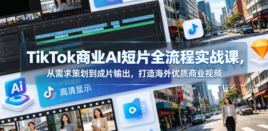 TikTok商业AI短片全流程实战课，从需求策划到成片输出，打造海外优质商业视频-副业终点站