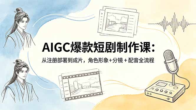 AIGC爆款短剧制作课:从注册部署到成片,角色形象+分镜+配音全流程-副业终点站