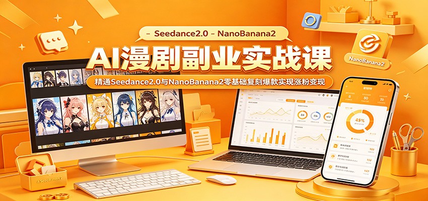 AI漫剧副业实战课：精通Seedance2.0与NanoBanana2零基础复刻爆款实现涨粉变现-副业终点站