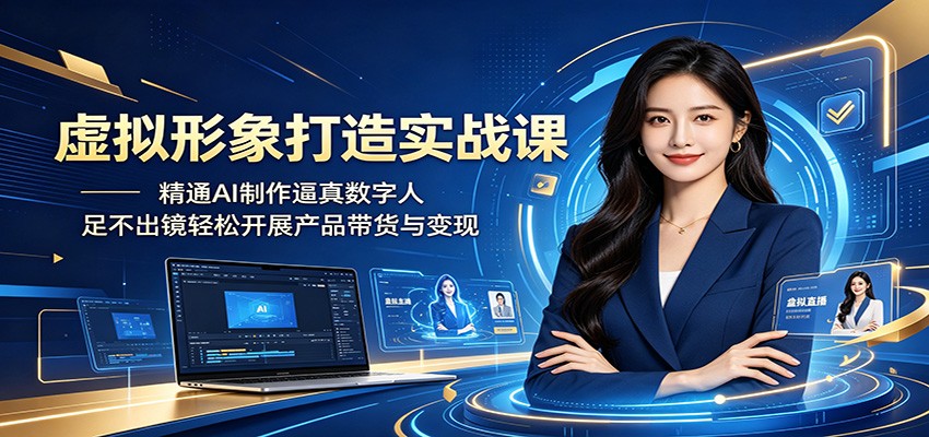 虚拟形象打造实战课:精通AI制作逼真数字人,足不出镜轻松开展产品带货与变现-副业终点站