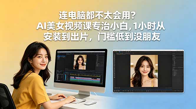 连电脑都不太会用?AI美女视频课专治小白,1小时从安装到出片,门槛低到没朋友-副业终点站