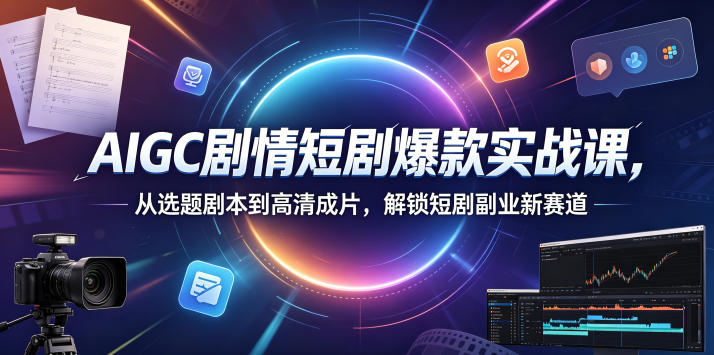 AIGC剧情短剧爆款实战课,从选题剧本到高清成片,解锁短剧副业新赛道-副业终点站