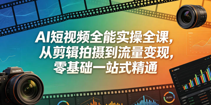AI短视频全能实操全课,从剪辑拍摄到流量变现,零基础一站式精通-副业终点站