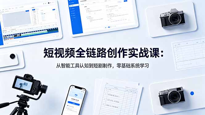 短视频全链路创作实战课：从智能工具认知到短剧制作，零基础系统学习-副业终点站