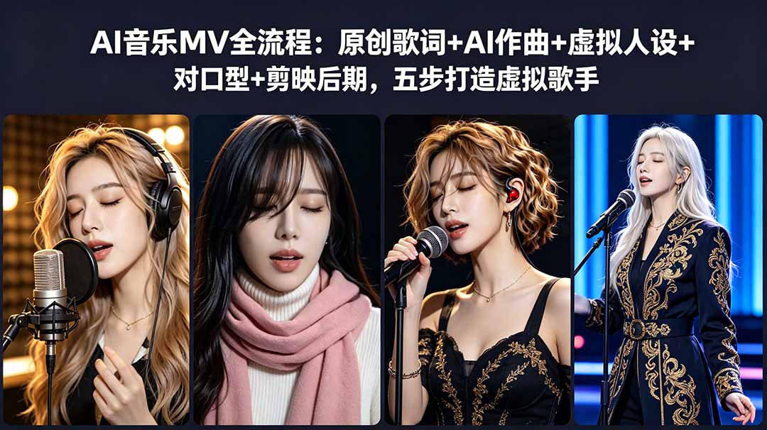 AI音乐MV全流程：原创歌词+AI作曲+虚拟人设+对口型+剪映后期，五步打造虚拟歌手-副业终点站