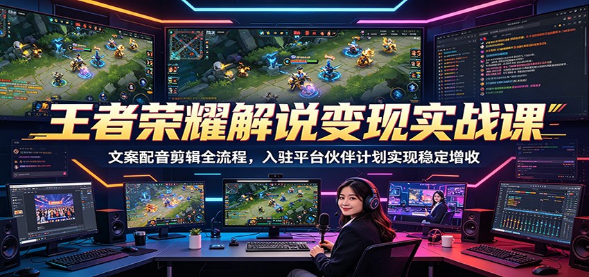 王者荣耀解说变现实战课:文案配音剪辑全流程,入驻平台伙伴计划实现稳定增收-副业终点站