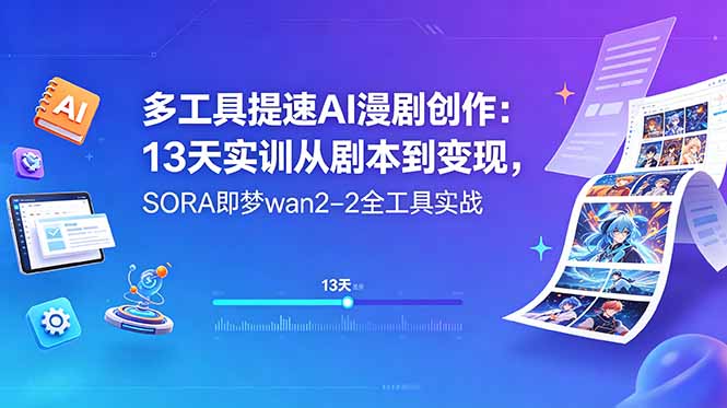 多工具提速AI漫剧创作：13天实训从剧本到变现，SORA即梦wan2-2全工具实战-副业终点站