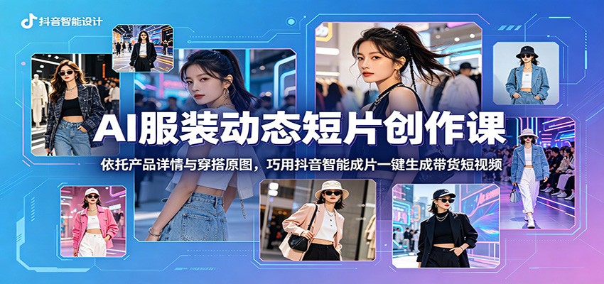 AI服装动态短片创作课：依托产品详情与穿搭原图，巧用抖音智能成片一键生成带货短视频-副业终点站