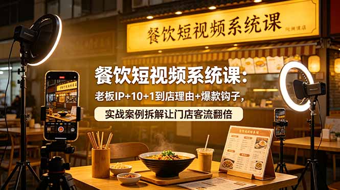 餐饮短视频系统课：老板IP+10+1到店理由+爆款钩子，实战案例拆解让门店客流翻倍-副业终点站