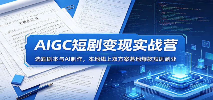 AIGC短剧变现实战营：选题剧本与AI制作，本地线上双方案落地爆款短剧副业-副业终点站