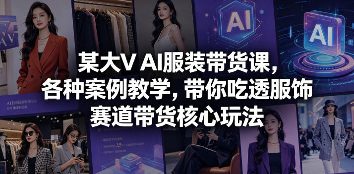 某大V AI服装带货课，各种案例教学，带你吃透服饰赛道带货核心玩法-副业终点站