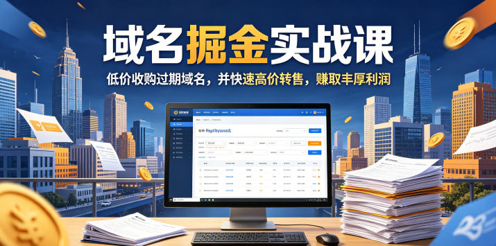 域名交易掘金实战课，低价收购过期域名，并快速高价转售，賺取丰厚利润【原创双语字幕】-副业终点站