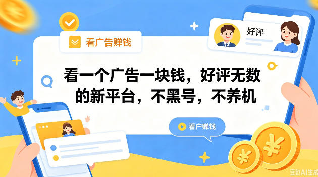 看一个广告一块钱，好评无数的新平台，不黑号，不养机，一撸几十块钱还是不错的【揭秘】-副业终点站