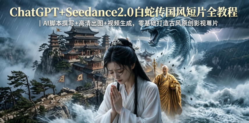 ChatGPT+Seedance2.0白蛇传国风短片全教程｜AI脚本撰写+高清出图+视频生成，零基础打造古风原创影视短片-副业终点站