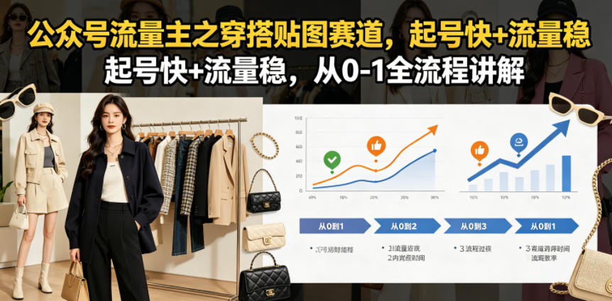 公众号流量主之穿搭贴图赛道，起号快+流量稳，从0-1全流程讲解-副业终点站