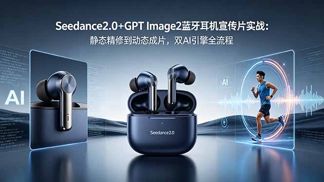 Seedance2.0+GPT Image2蓝牙耳机宣传片实战：静态精修到动态成片，双AI引擎全流程-副业终点站