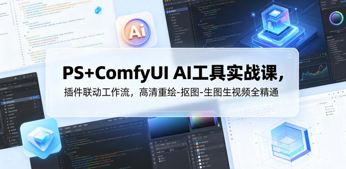 PS+ComfyUI AI工具实战课，插件联动工作流，高清重绘-抠图-生图生视频全精通-副业终点站