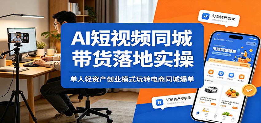 AI短视频同城带货落地实操：单人轻资产创业模式玩转电商同城爆单-副业终点站