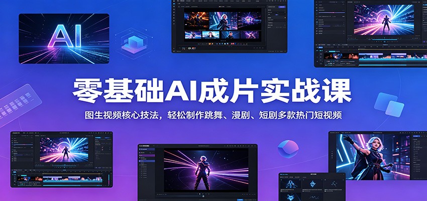 零基础AI成片实战课：图生视频核心技法，轻松制作跳舞、漫剧、短剧多款热门短视频-副业终点站