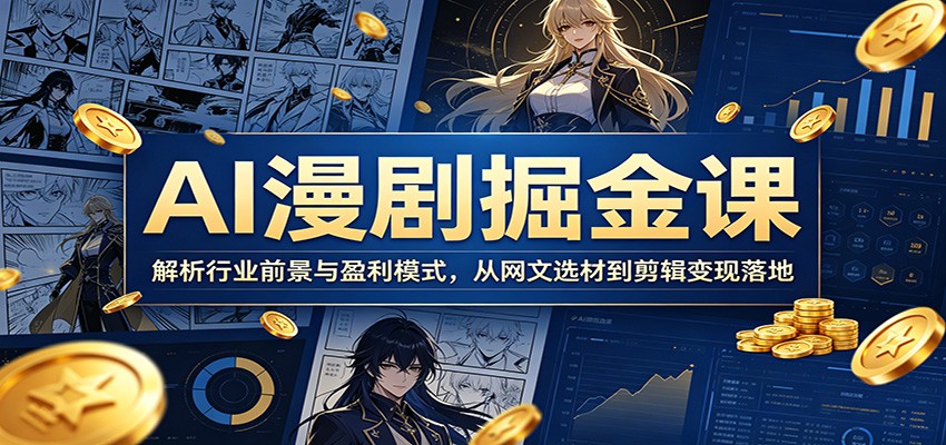 AI漫剧掘金课：解析行业前景与盈利模式，从网文选材到剪辑变现落地-副业终点站