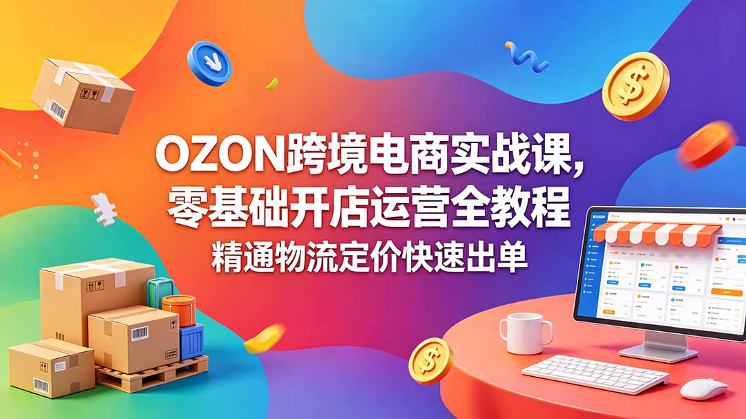 OZON 跨境电商实战课，零基础开店运营全教程，精通物流定价快速出单-副业终点站