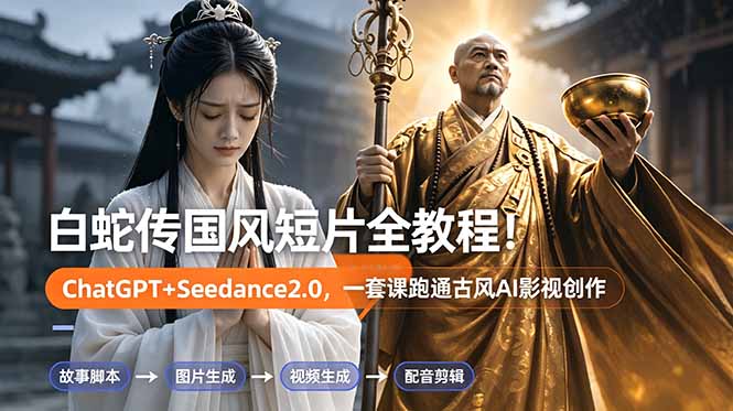 白蛇传-国风短片全教程！ChatGPT+Seedance2.0，一套课跑通古风AI影视创作-副业终点站