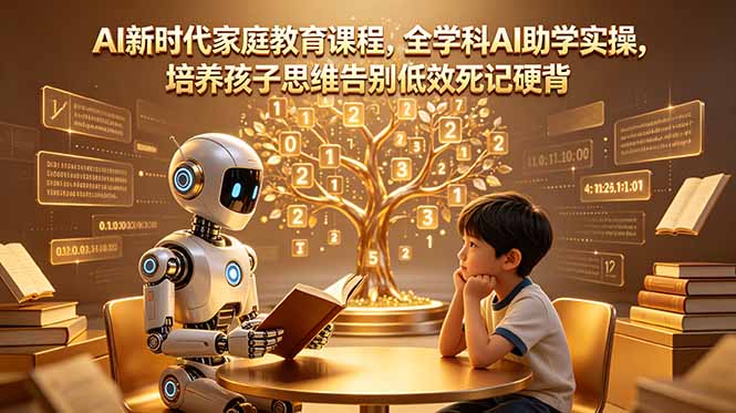 AI新时代家庭教育课程，全学科AI助学实操，培养孩子思维告别低效死记硬背-副业终点站