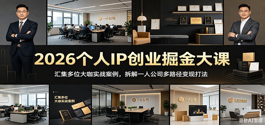 2026个人IP创业掘金大课：汇集多位大咖实战案例，拆解一人公司多路径变现打法-副业终点站