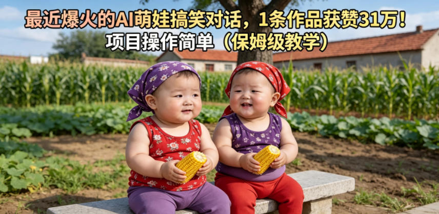 最近爆火的AI萌娃搞笑对话，1条作品获赞31W，项目操作简单(保姆级教学)-副业终点站