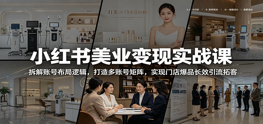 小红书美业变现实战课：拆解账号布局逻辑，打造多账号矩阵，实现门店爆品长效引流拓客-副业终点站