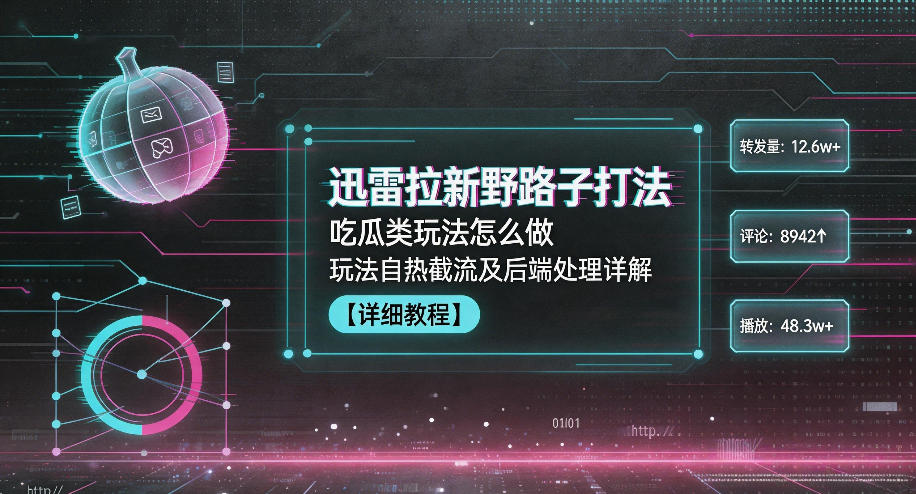 迅雷拉新野路子打法，吃瓜类玩法怎么做，玩法自热截流及后端处理详解-副业终点站