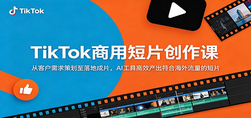 TikTok商用短片创作课：从客户需求策划至落地成片，AI工具高效产出符合海外流量的短片-副业终点站