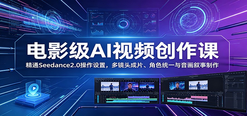 电影级AI视频创作课：精通Seedance2.0操作设置，多镜头成片、角色统一与音画叙事制作-副业终点站