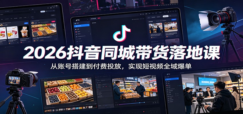 2026抖音同城带货落地课：从账号搭建到付费投放，实现短视频全域爆单-副业终点站