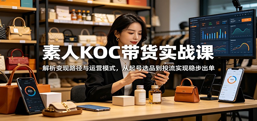 素人KOC带货实战课：解析变现路径与运营模式，从起号选品到投流实现稳步出单-副业终点站