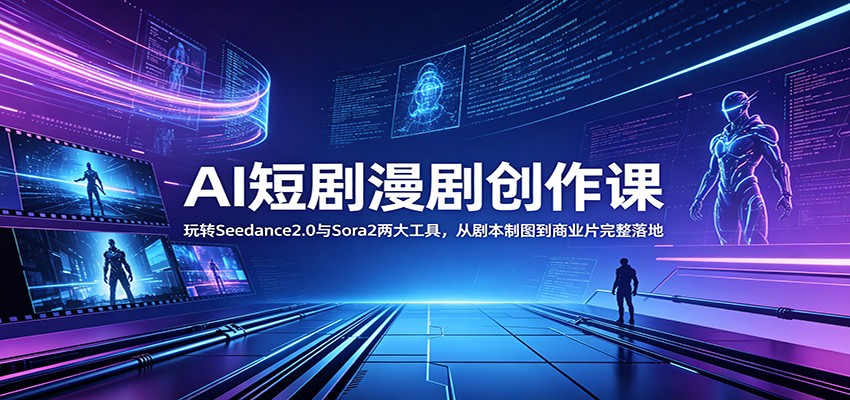 AI短剧漫剧创作课：玩转Seedance2.0与 Sora2两大工具，从剧本制图到商业片完整落地-副业终点站