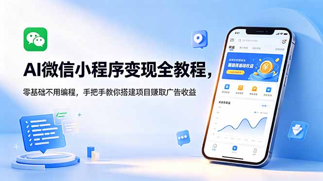 AI微信小程序变现全教程,零基础不用编程,手把手教你搭建项目赚取广告收益-副业终点站