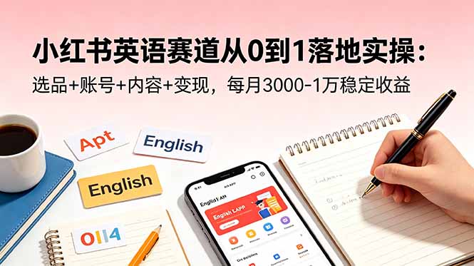 小红书英语赛道从0到1落地实操：选品+账号+内容+变现，每月3000-1万稳定收益-副业终点站