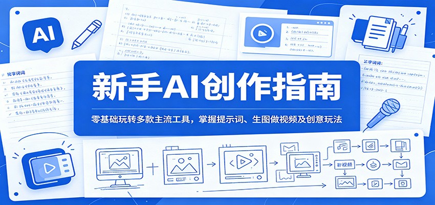 新手AI创作指南：零基础玩转多款主流工具，掌握提示词、生图做视频及创意玩法-副业终点站
