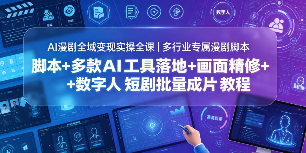 AI漫剧全域变现实操全课｜多行业专属漫剧脚本+多款AI工具落地+画面精修+数字人短剧批量成片全教程-副业终点站