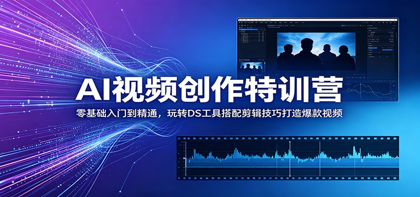 AI视频创作特训营：零基础入门到精通，玩转DS工具搭配剪辑技巧打造爆款视频-副业终点站