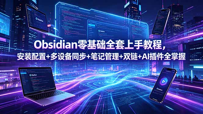 Obsidian零基础全套上手教程,安装配置+多设备同步+笔记管理+双链+AI插件全掌握-副业终点站