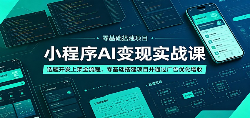 小程序AI变现实战课：选题开发上架全流程，零基础搭建项目并通过广告优化增收-副业终点站