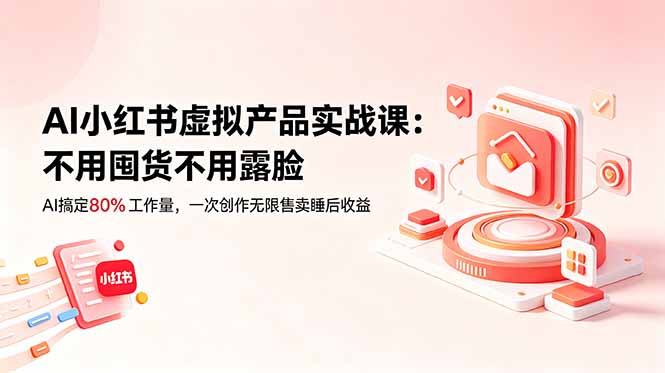 AI小红书虚拟产品实战课-更新：不用囤货不用露脸，AI搞定80%工作量，一次创作无限售卖睡后收益-副业终点站