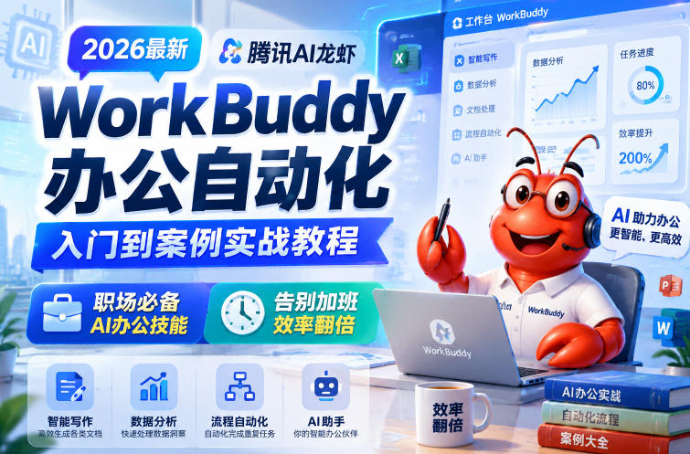 2026最新腾讯AI龙虾WorkBuddy办公自动化入门到案例实战教程，职场必备AI办公技能，告别加班，效率翻倍-副业终点站