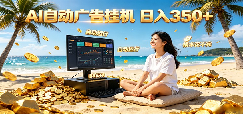 AI自动广告挂机 日入350+ 真正做到躺赚式变现,根本花不完!-副业终点站