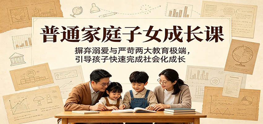 普通家庭子女成长课:摒弃溺爱与严苛两大教育极端,引导孩子快速完成社会化成长-副业终点站