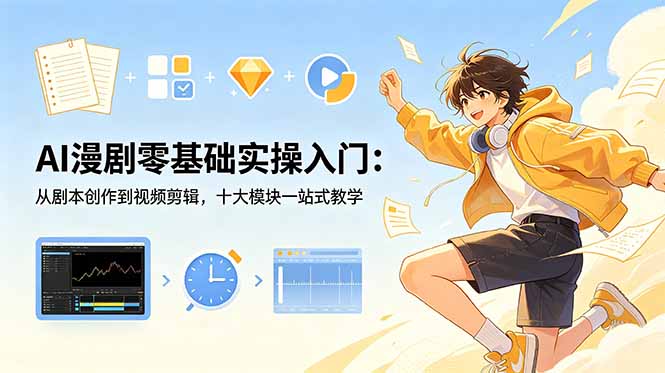 AI漫剧零基础实操入门：从剧本创作到视频剪辑，十大模块一站式教学-副业终点站